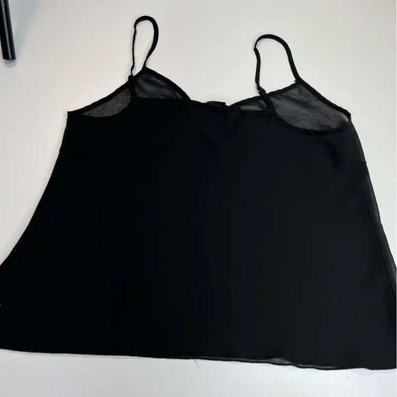 Y2K Sheer Black Cami Sleeveless Tank Top Size Medium - Picture 5 of 11